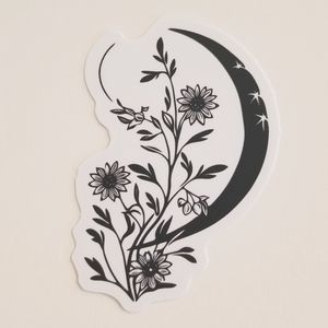 10/$10 Black & White Moon Sticker